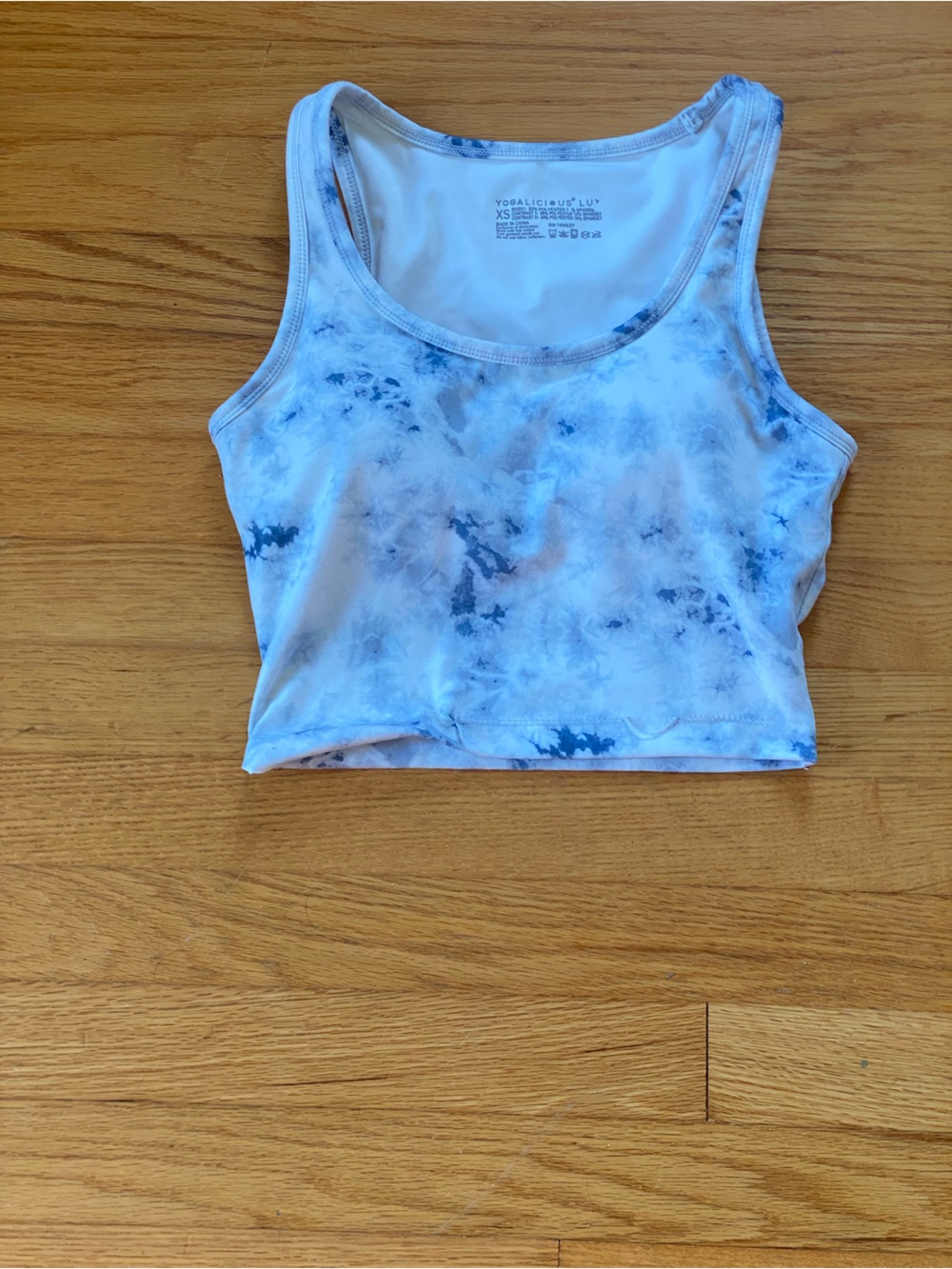 Yogalicious Light Blue Tie-Dye Crop Top